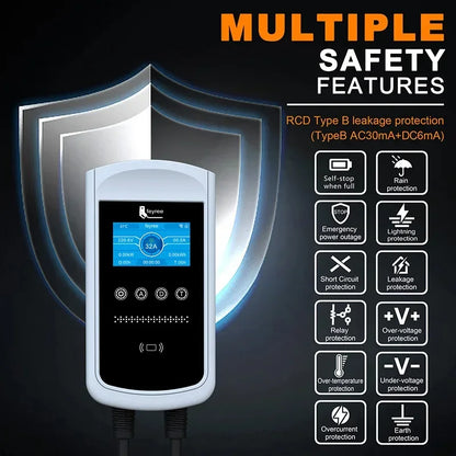 Feyree Type 2 EV Charger 32A 7.6kW Smart Wallbox With 4.3 Inch Screen App Control IP65 3 Phase
