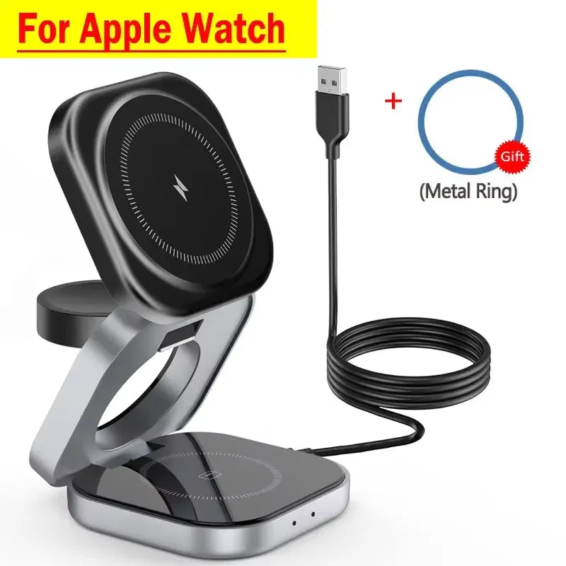 30W 3 In 1 Foldable Magnetic Wireless Fast Charging Station For iPhone 15 14 13 12 Apple Watch 8 7 6 AirPods Pro
