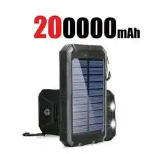 VIVO 200000mAh Waterproof Outdoor Solar Power Bank With Dual USB Charger For Camping And Travel