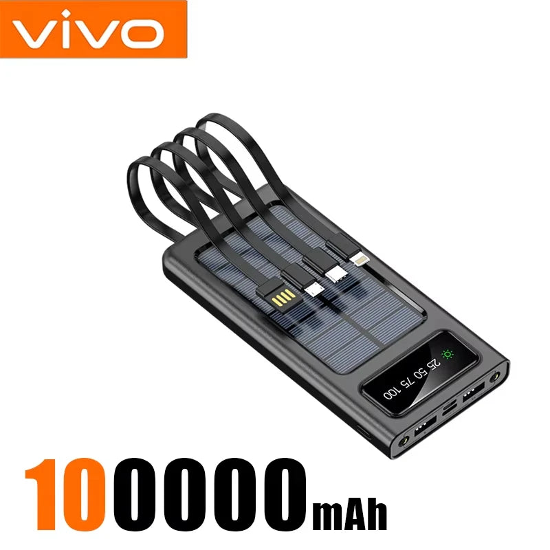 VIVO 200000mAh Solar Power Bank 3C Certification 4 In 1 LED Light Outdoor Charger Fast Charging External Battery
