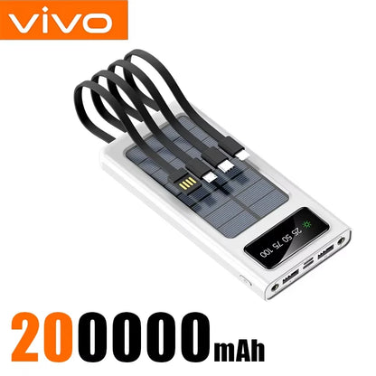 VIVO 200000mAh Solar Power Bank 3C Certification 4 In 1 LED Light Outdoor Charger Fast Charging External Battery