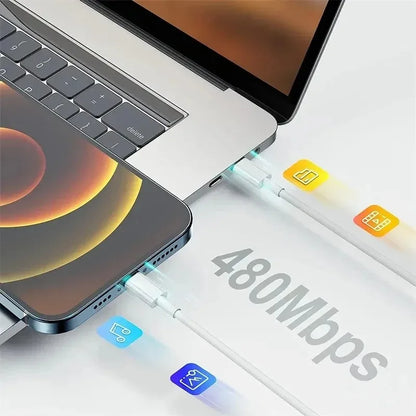 PD 60W USB C To USB C Fast Charging Cable 2M Type C For iPhone iPad Android USB C Devices Premium