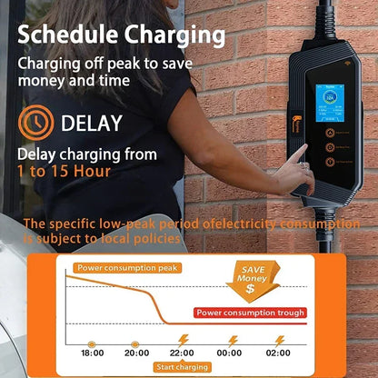 Feyree Type 2 EV Charger 32A 7kW Portable with Smart App WiFi Control 5m Cable IP66 Holder Included