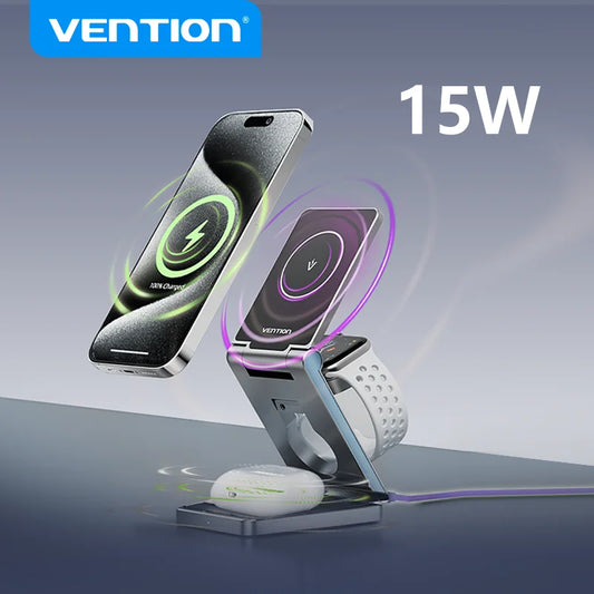 3 in1 15W Magnetic Wireless Charging Station