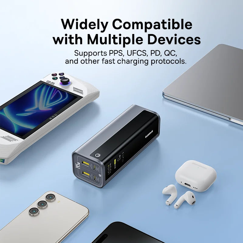 Baseus 145W Power Bank 20800mAh Dual USB A USB C PD 100W Fast Charging Digital Display Portable Charger For Laptop