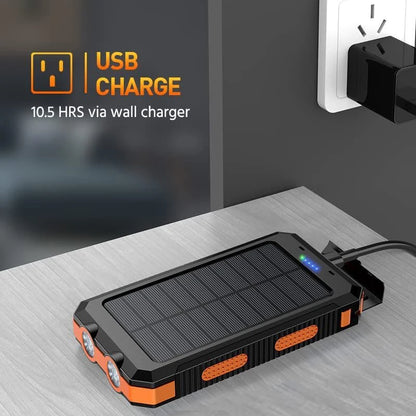 TUODES 20000mAh Solar Power Bank Capacity Waterproof Portable Charger With Solar Panel For iPhone Huawei Samsung Xiaomi