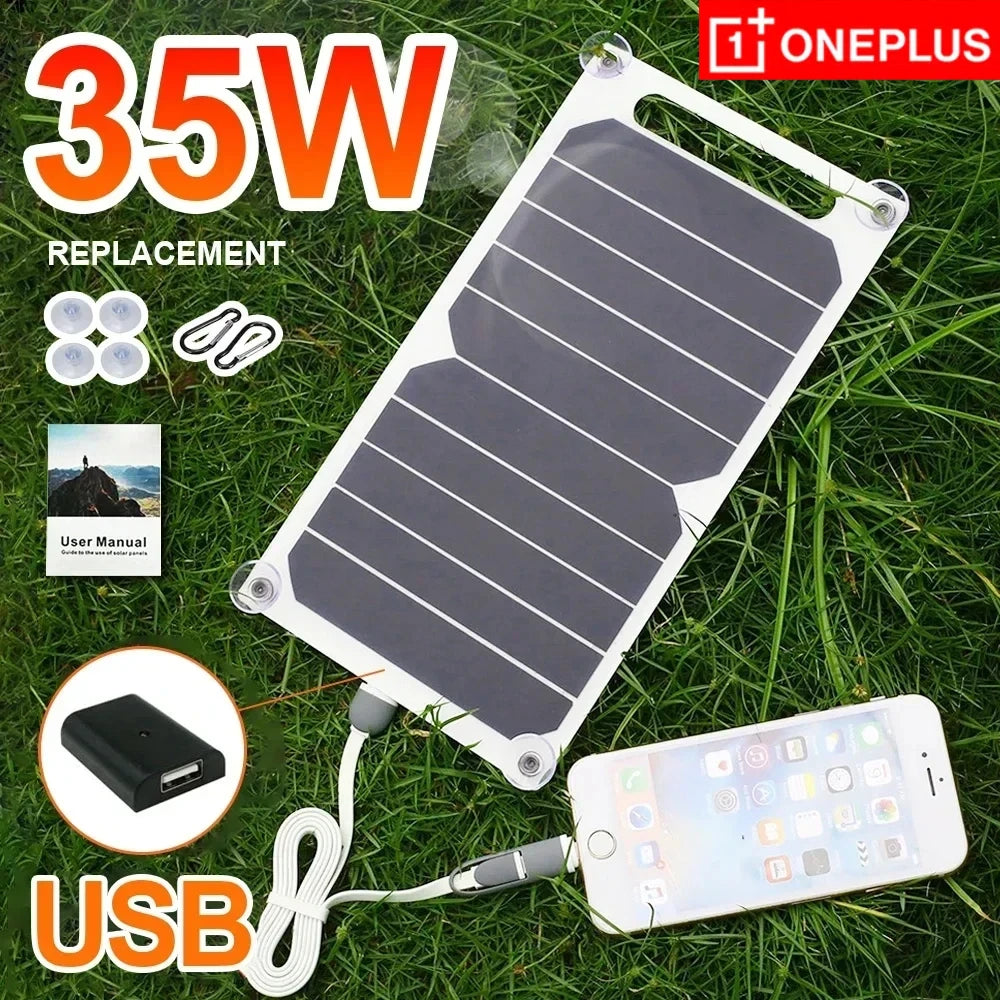 OnePlus 5V 35W SunPower Portable Solar Panel With USB Charger For Phone Power Bank Outdoor Camping Home RV Gift