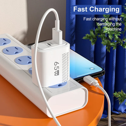 65W GaN USB Type C Charger PD 3.0 Quick Charge Wall Charger With US EU Plugs For iPhone Samsung
