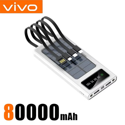 VIVO 200000mAh Solar Power Bank 3C Certification 4 In 1 LED Light Outdoor Charger Fast Charging External Battery