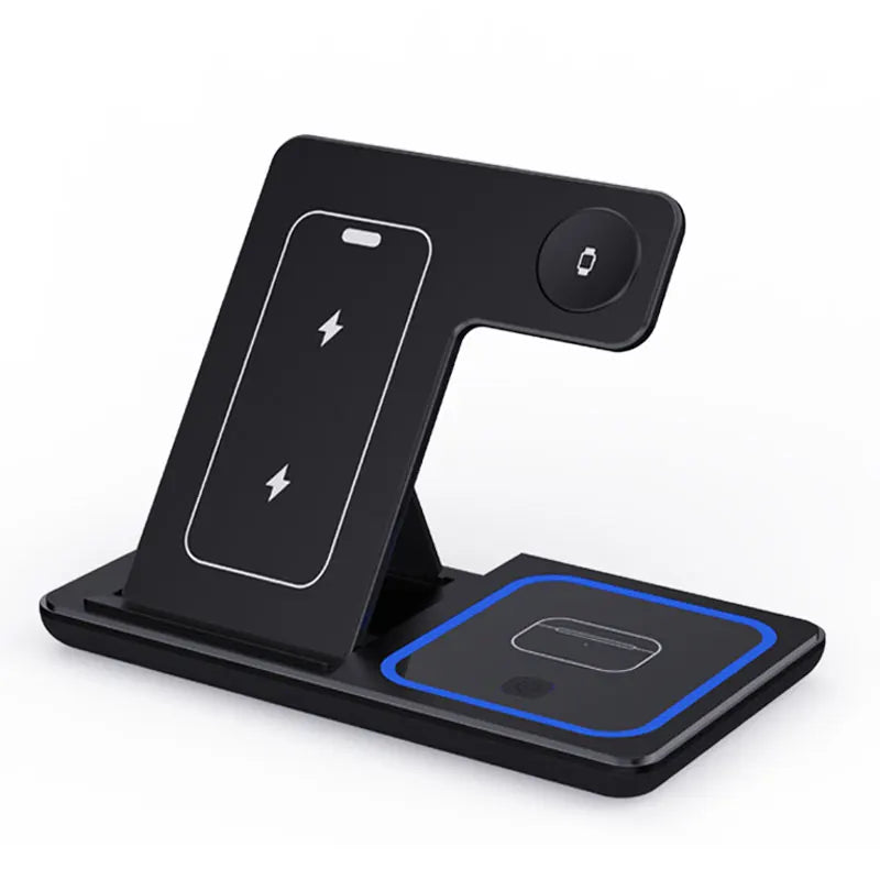 30W LED Fast Wireless Charger Stand 3 In 1 Foldable Charging Dock For iPhone 11 To 15 Apple Watch AirPods Pro