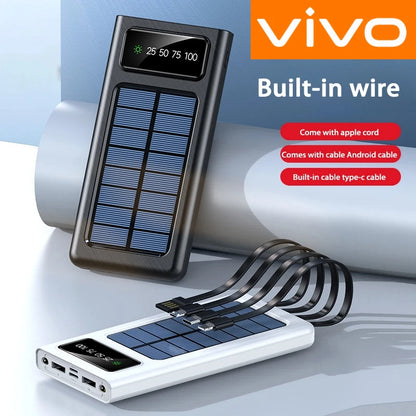 VIVO 200000mAh Solar Power Bank 3C Certification 4 In 1 LED Light Outdoor Charger Fast Charging External Battery