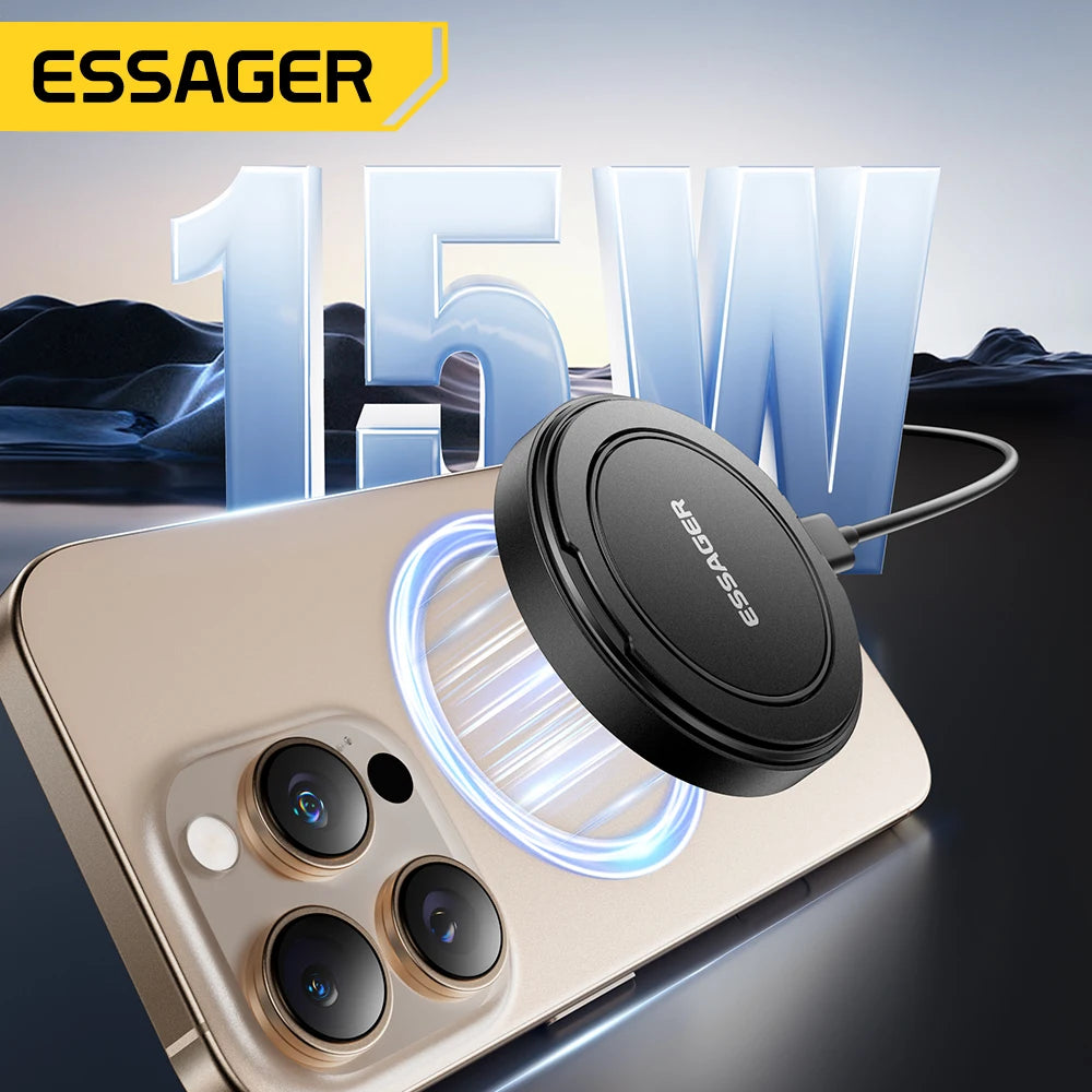 Essager 15W Magnetic Wireless Charger Pad Stand For iPhone 15 14 AirPods With USB Type C Dock Station