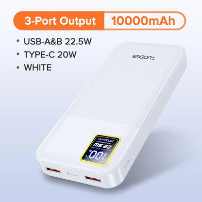 Tuodes 20000mAh Power Bank PD 20W Fast Charging Portable Charger For IPhone Samsung Xiaomi