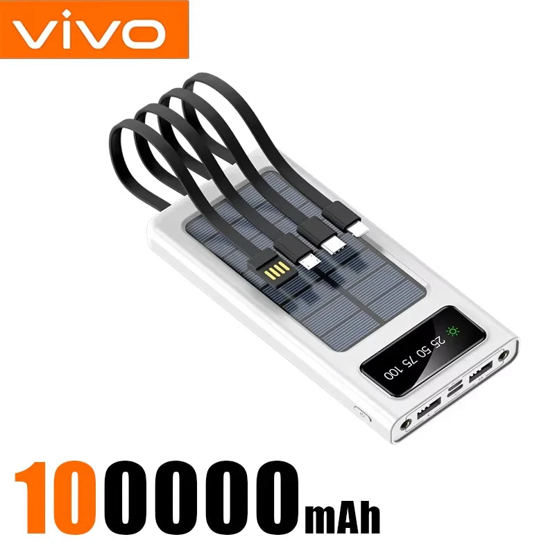VIVO 200000mAh Solar Power Bank 3C Certification 4 In 1 LED Light Outdoor Charger Fast Charging External Battery