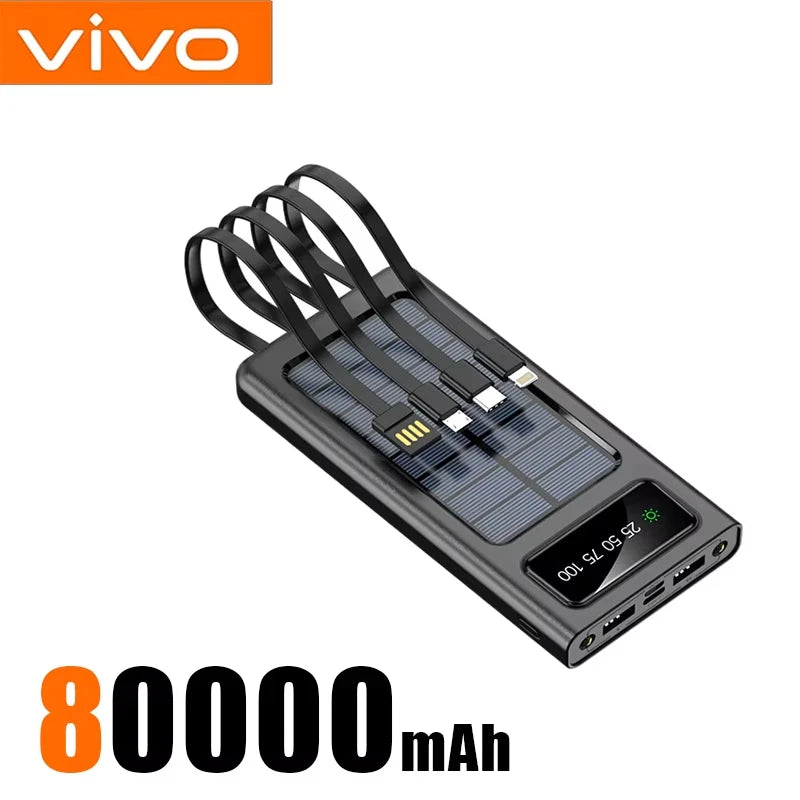 VIVO 200000mAh Solar Power Bank 3C Certification 4 In 1 LED Light Outdoor Charger Fast Charging External Battery