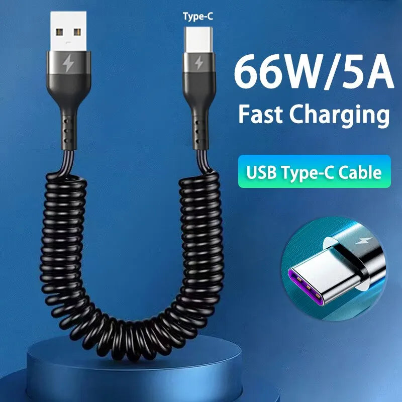 66W 5A Fast Charging Type C Cable Spring