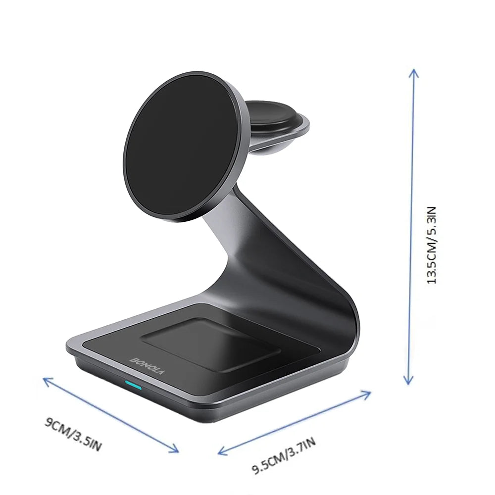 Bonola Magnetic 3 In 1 Wireless Charger Station For Samsung Galaxy S24 Ultra S25 25W Fast Charging Stand Watch Earbuds