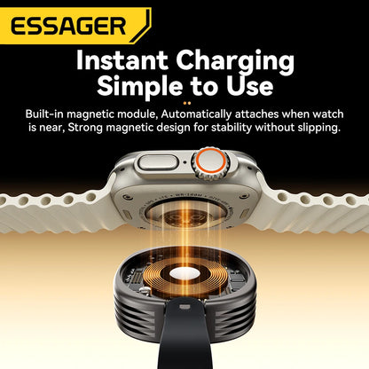 Essager Magnetic Wireless Charger For Apple Watch 9 8 7 6 5 4 SE Ultra Fast Charging Station Dual Port