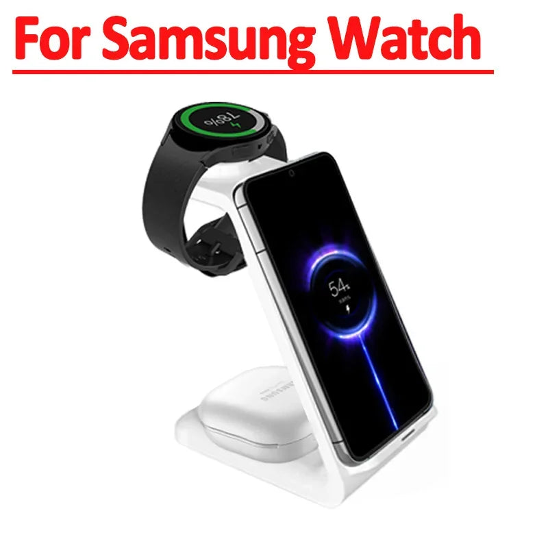 30W Fast Wireless Charging Stand 3 In 1 For IPhone 15 14 13 8 Samsung S20 S21 Galaxy 6 5 Apple Watch 8 7 Earphones