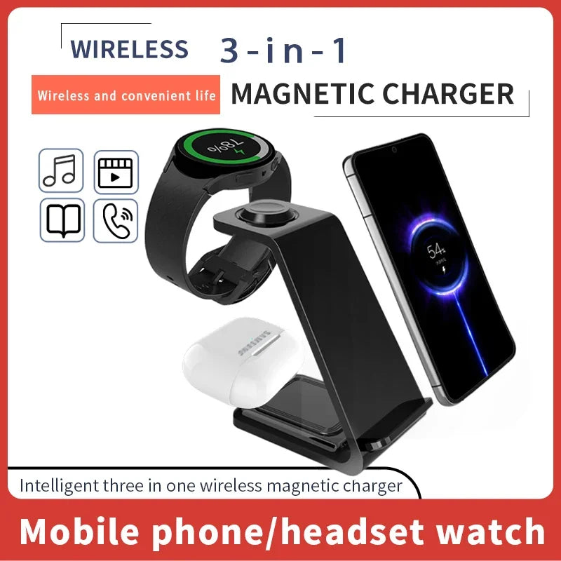 30W Fast Wireless Charging Stand 3 In 1 For IPhone 15 14 13 8 Samsung S20 S21 Galaxy 6 5 Apple Watch 8 7 Earphones