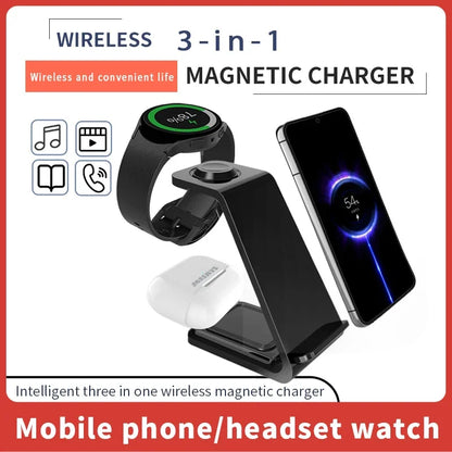 30W Fast Wireless Charging Stand 3 In 1 For IPhone 15 14 13 8 Samsung S20 S21 Galaxy 6 5 Apple Watch 8 7 Earphones