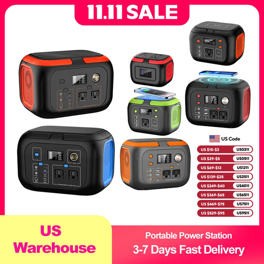 SinKeu Portable Power Station 600W 300W 200W 120W With 110V AC Outlets Solar Generator For Camping RV Home