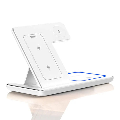 30W LED Fast Wireless Charger Stand 3 In 1 Foldable Charging Dock For iPhone 11 To 15 Apple Watch AirPods Pro
