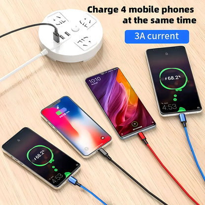 Amzwn 4 In 1 Multi Charger Cable For iPhone 15 14 13 Pro Max Mini Android Huawei Type C Micro USB Fast Charge Cable