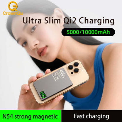 Qi 2.1 Magnetic Power Bank 5000mAh 10000mAh Wireless Fast Charging For iPhone 12 To 17 Pro Watch AirPods 3 In 1 Battery