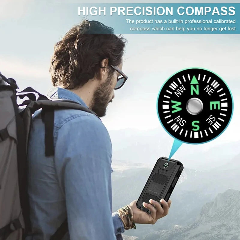 TUODES 20000mAh Solar Power Bank Capacity Waterproof Portable Charger With Solar Panel For iPhone Huawei Samsung Xiaomi