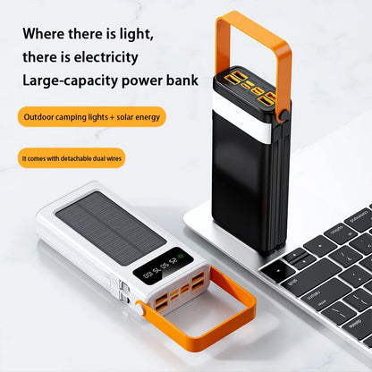 OnePlus 200000mAh Solar Power Bank With Built In Cables High Capacity LED Light For iPhone Fast Charging