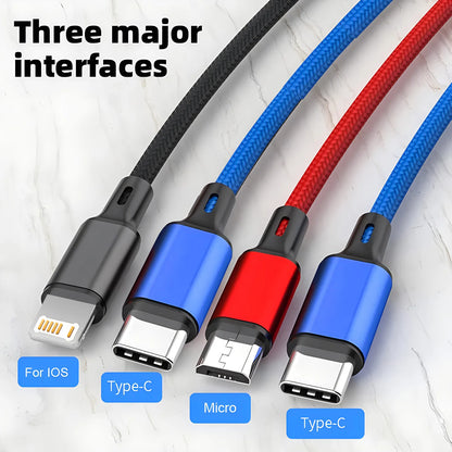 Amzwn 4 In 1 Multi Charger Cable For iPhone 15 14 13 Pro Max Mini Android Huawei Type C Micro USB Fast Charge Cable