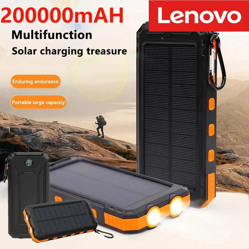 Lenovo 200000mAh Solar Powerbank Portable Charger