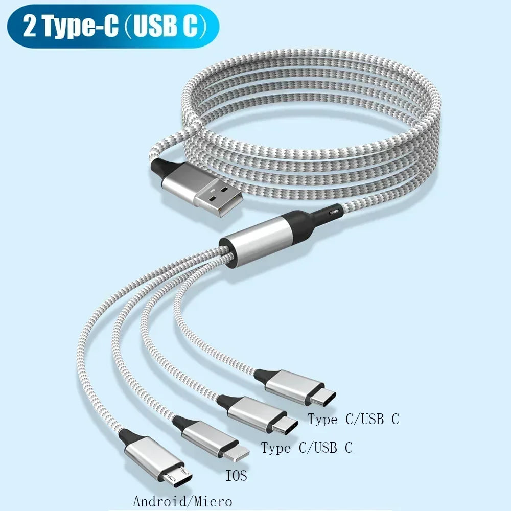 4 In 1 Charging Cable USB Fast Charge Data Sync For iPhone Android Type C Huawei Micro USB