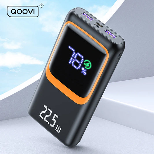 QOOVI 20000mAh Power Bank Portable Charger 22.5W PD Fast Charging External Battery for Samsung iPhone Xiaomi