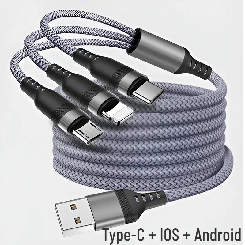 4 In 1 Charging Cable USB Fast Charge Data Sync For iPhone Android Type C Huawei Micro USB