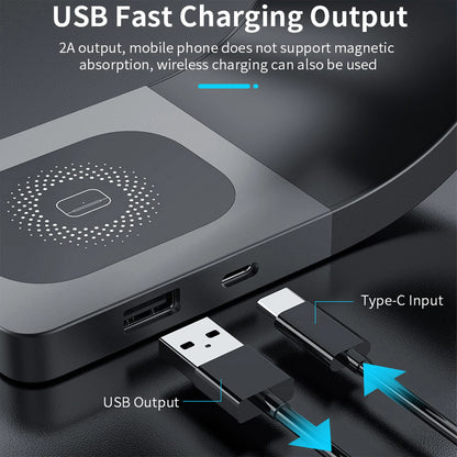 4 in 1 Magnetic Wireless Charger Station 15W Fast Charging Metal Shell for iPhone 12 to 17 AirPods and Apple Watch