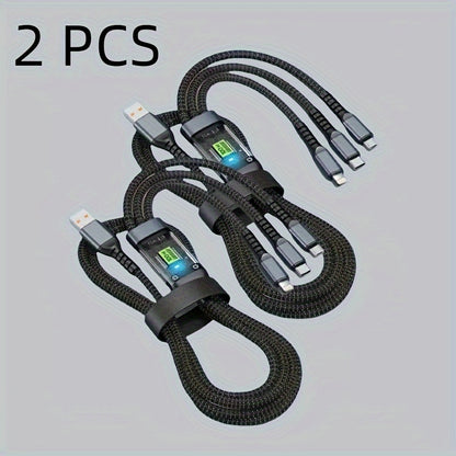 2pcs 3-in-1 Fast Charging Cable Bundle