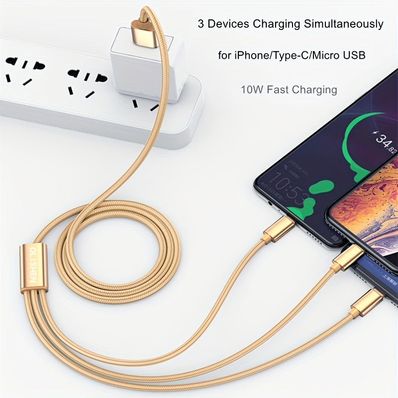 3-in-1 Fast Charging USB Cable For all Smartphones