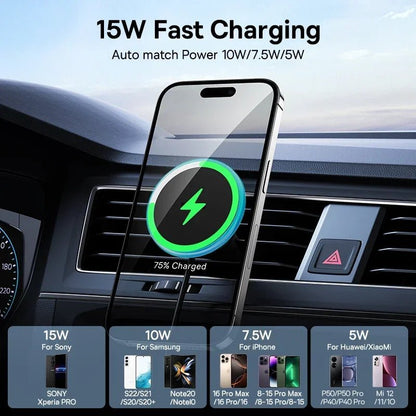 Baseus Magnetic Wireless Charger Car Phone Holder 15W Fast Charging - 