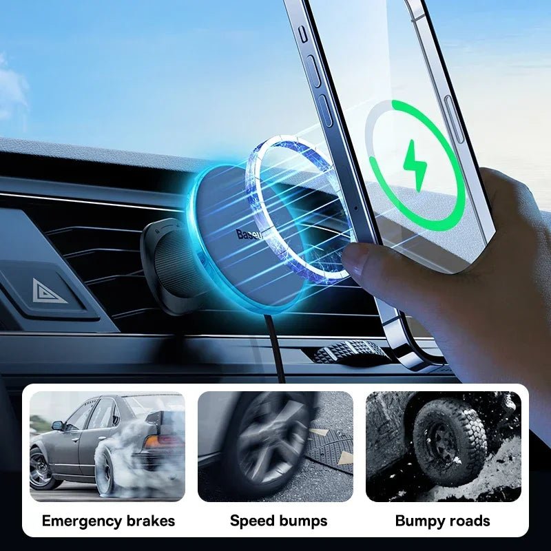 Baseus Magnetic Wireless Charger Car Phone Holder 15W Fast Charging - 