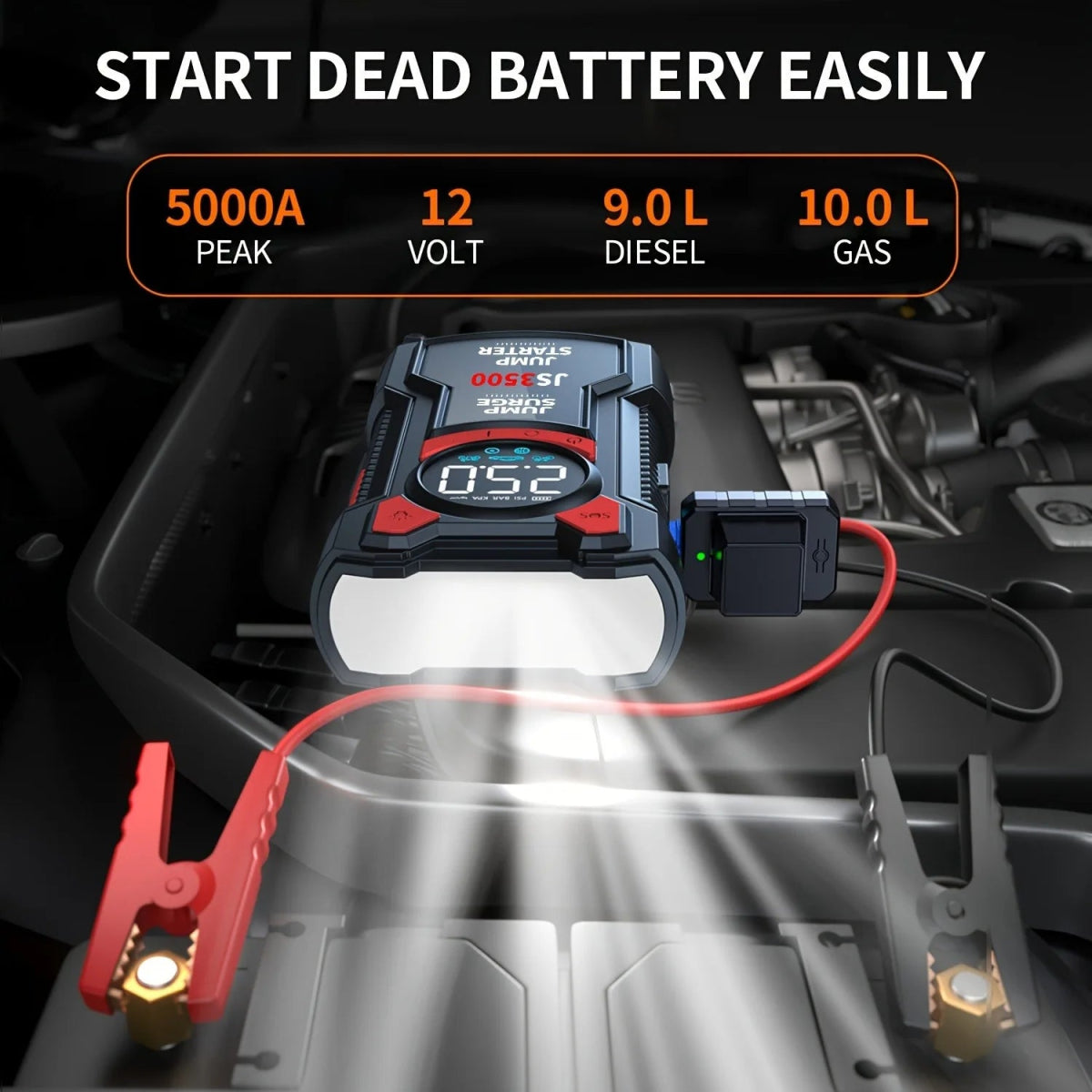 Car Jump Starter Air Compressor With Power Bank Portable - 