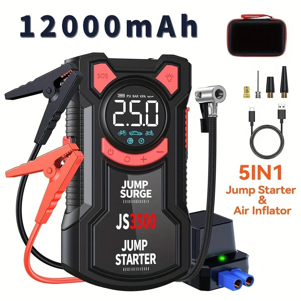 Car Jump Starter Air Compressor With Power Bank Portable - 