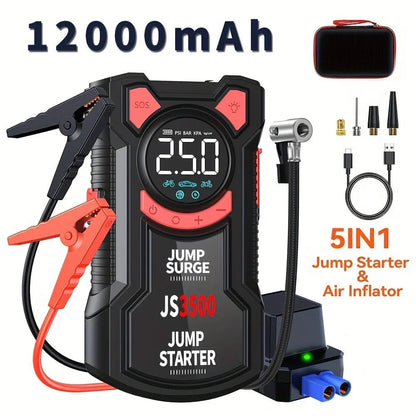 Car Jump Starter Air Compressor With Power Bank Portable - 