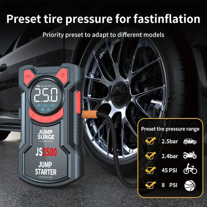 Car Jump Starter Air Compressor With Power Bank Portable - 