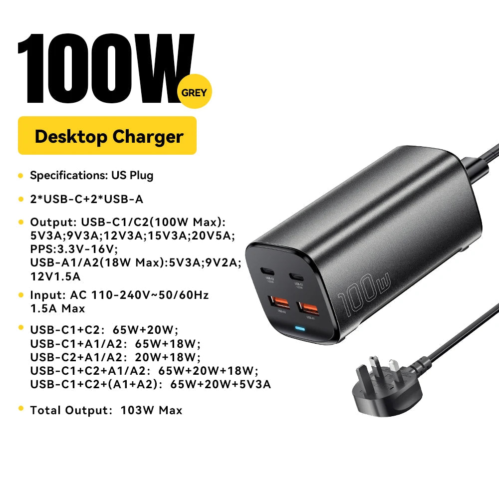 100W USB-C GAN Fast Charger | 100W GAN Charger with Quick Charge 4.0 | USB-C 100W PD Desktop Charger |  100W Multi-Port GAN Charging Adapter | High-Speed 100W USB-C Charger | 100W Fast Charging GAN Power Adapter
 | USB-C Quick Charge 4.0 GAN Charger | PD Fast Charger – 100W GAN Tech | 100W GAN USB-C Power Hub 