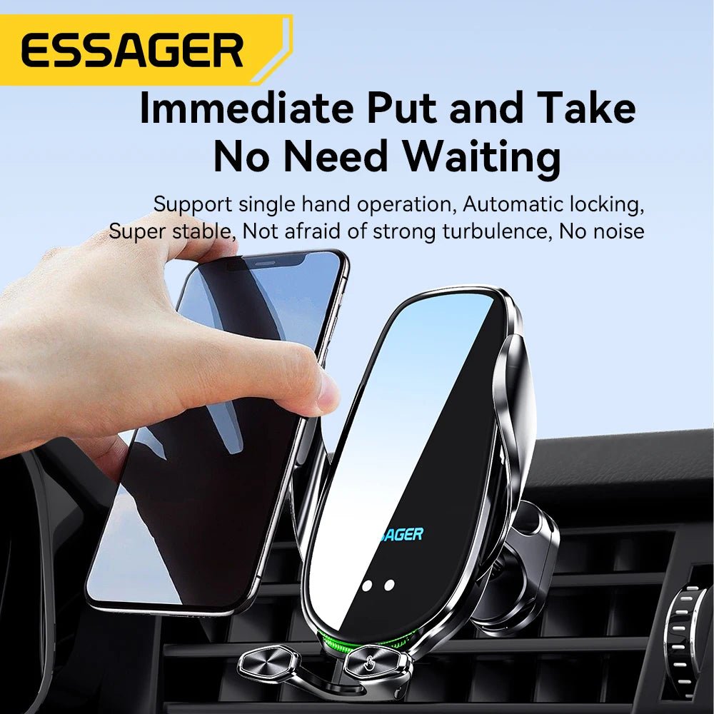Essager Qi 15W Wireless Charger Car Phone Holder Air Vent Mount - 