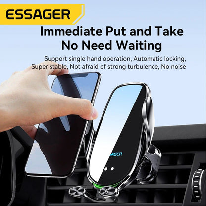 Essager Qi 15W Wireless Charger Car Phone Holder Air Vent Mount - 