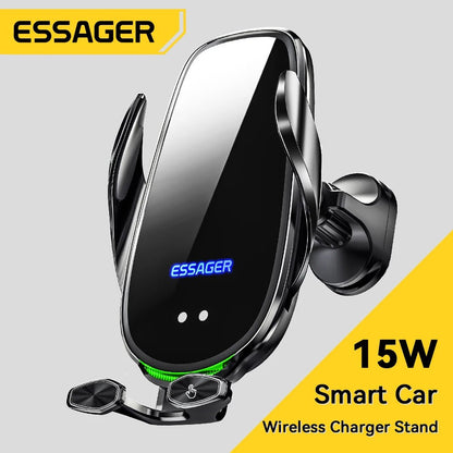 Essager Qi 15W Wireless Charger Car Phone Holder Air Vent Mount - 