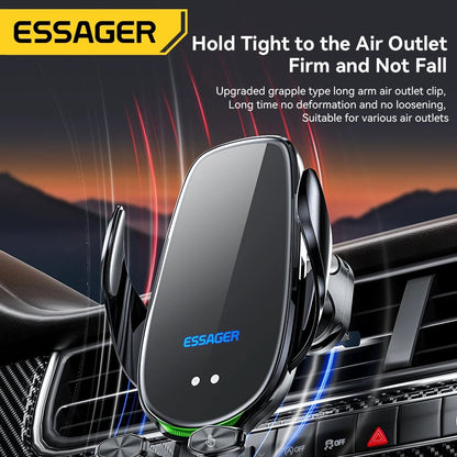 Essager Qi 15W Wireless Charger Car Phone Holder Air Vent Mount - 